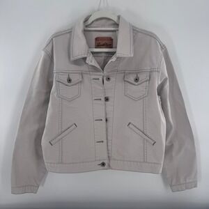 Levi Strauss Signature Womens Denim Trucker Jacket Buttons Size L 12/14 Stretch